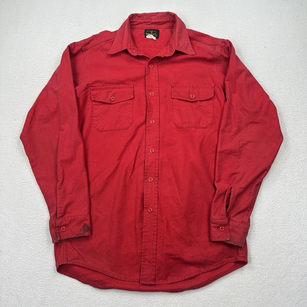 VTG Deerskin Men's button Up Long Sleeve Shirt Size XL Red Made USA